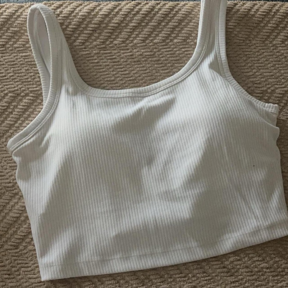CRZ YOGA White Ribbed Crop Top